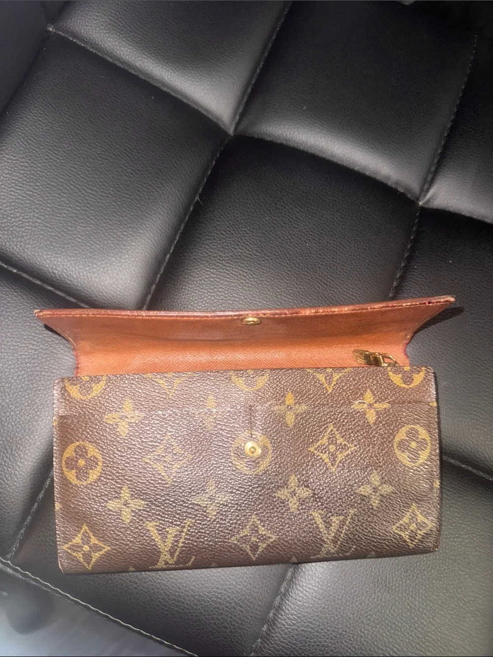 Louis Vuitton Monogram Canvas Flap Wallet - Dark Brown with Gold Hardware